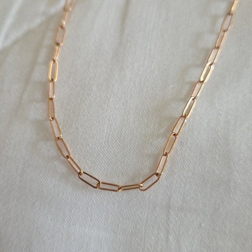 14" Thin Paperclip Necklace, Rose Gold Fill - Picture 4 of 5
